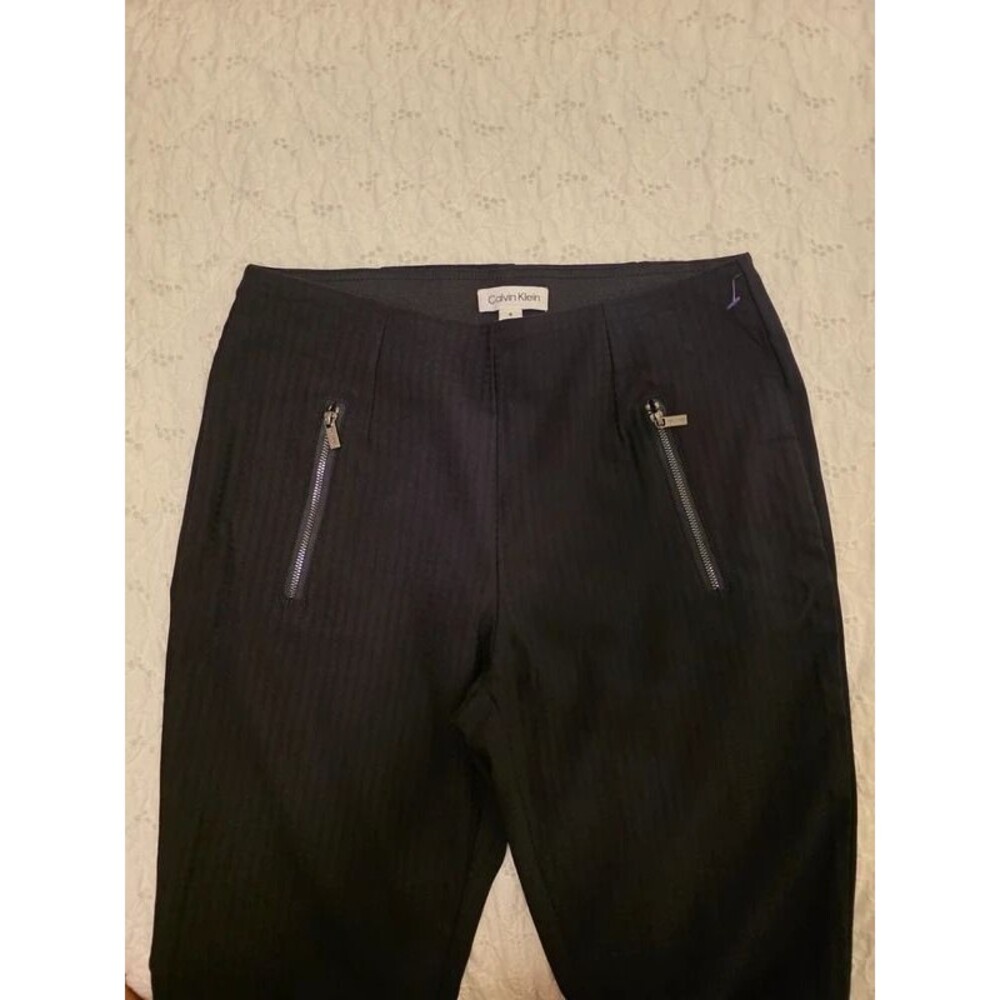 Calvin Klein Black Ankle Pants Size 4, Stretch Waist Slim Trousers - Picture 8 of 10
